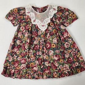 Girl Toddler Dreds Sz 2T Cotton Floral Lace Ruffle Whimsy Cottagecore Vintage